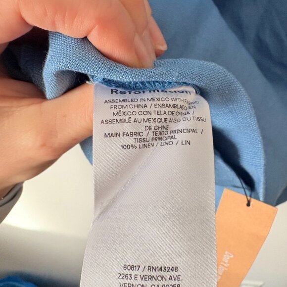 Reformation Valli Linen Halter Cut Out Mini Dress NWT Parisian Blue Size 8 - Picture 9 of 9